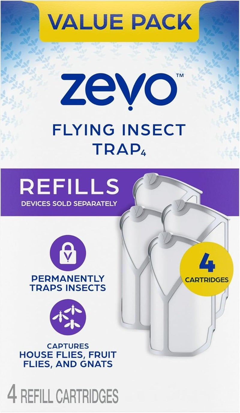 Flying Insect Trap, Fly Trap, Fruit Fly Trap (4 Refill Cartridges (New)